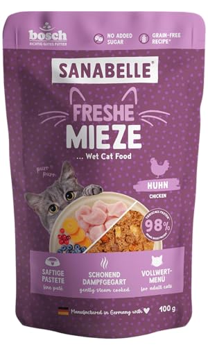Sanabelle Freshe Mieze - Huhn | 100 g Beutel voll recyclingfähig | Dampfgegartes Nassfutter für Katzen | Katzenfutter wie frisch gekocht | Eine Marke von Bosch Tiernahrung Sanabelle Freshe Mieze - Huhn | 100 g Beutel voll recyclingfähig | Dampfgegartes Nassfutter für Katzen | Katzenfutter wie frisch gekocht | Eine Marke von Bosch Tiernahrung von Sanabelle
