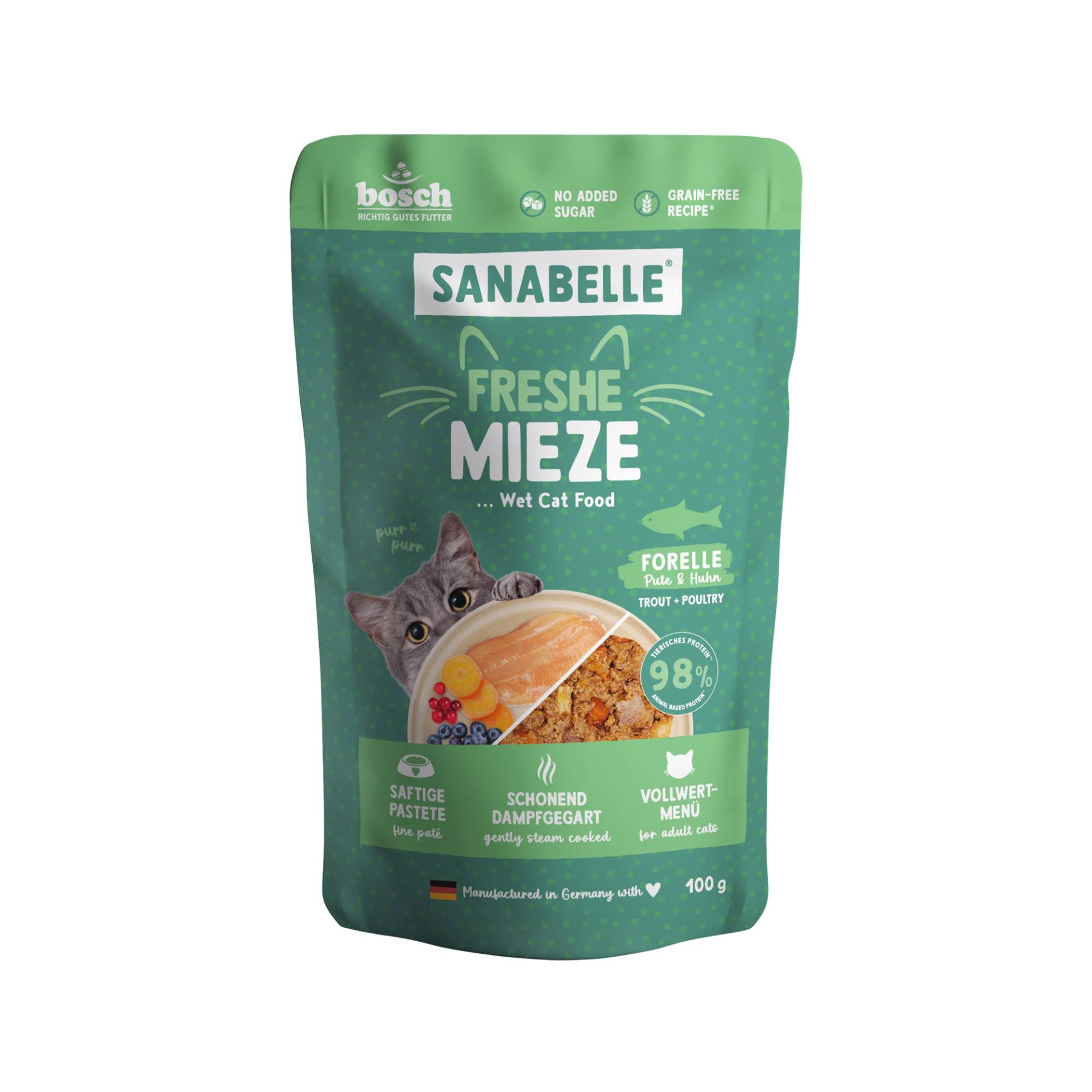 Sanabelle Freshe Mieze Nassfutter - Forelle, Truthahn & Huhn - 10 x 100 g Sanabelle Freshe Mieze Nassfutter - Forelle, Truthahn & Huhn - 10 x 100 g von Sanabelle