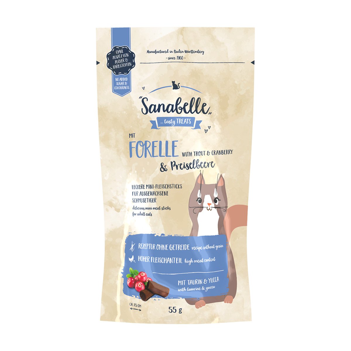 Sanabelle Katzensnack Forelle & Preiselbeere 55g Sanabelle Katzensnack Forelle & Preiselbeere 55g von Sanabelle