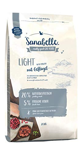 Sanabelle Light | Katzentrockenfutter mit vermindertem Energiergehalt für übergewichtige Katzen | 4 x 2 kg von Sanabelle