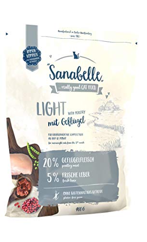 Sanabelle Light | Katzentrockenfutter mit vermindertem Energiergehalt für übergewichtige Katzen | 6 x 400 g von Sanabelle