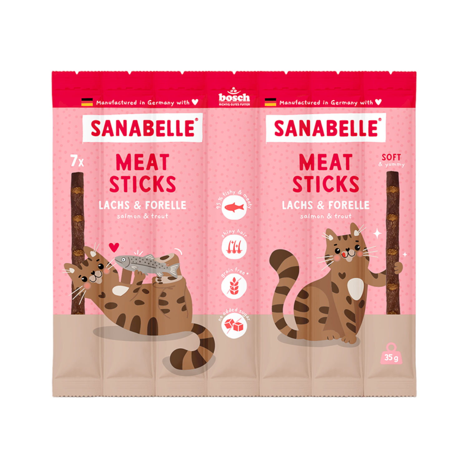 Sanabelle Meat Sticks - Sparpaket: 16 x 35 g Lachs & Forelle Sanabelle Meat Sticks - Sparpaket: 16 x 35 g Lachs & Forelle von Sanabelle
