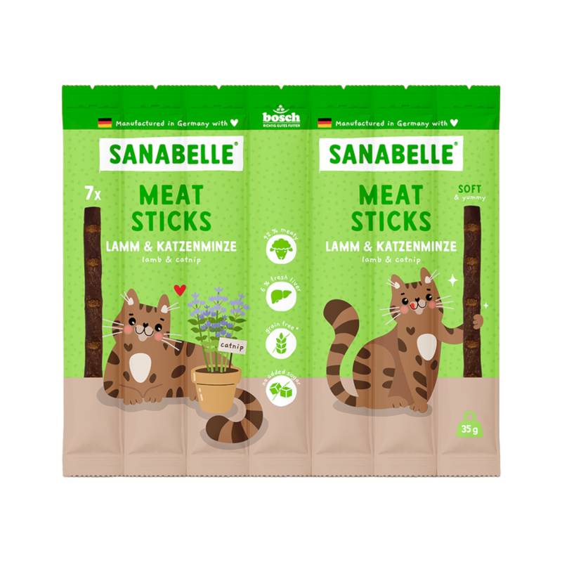 Sanabelle Meat Sticks - Sparpaket: 16 x 35 g Lamm & Katzenminze Sanabelle Meat Sticks - Sparpaket: 16 x 35 g Lamm & Katzenminze von Sanabelle