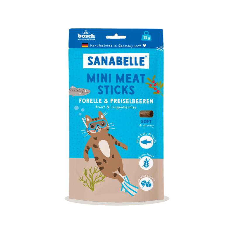 Sanabelle Mini Meat Sticks - Forelle & Cranberries - 55 g Sanabelle Mini Meat Sticks - Forelle & Cranberries - 55 g von Sanabelle
