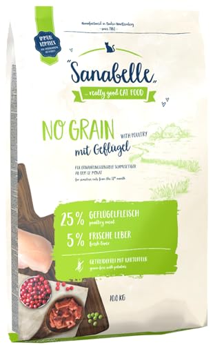 Sanabelle No Grain mit Geflügel | Katzentrockenfutter für ernährungssensible Katzen | 4 x 2 kg von Sanabelle