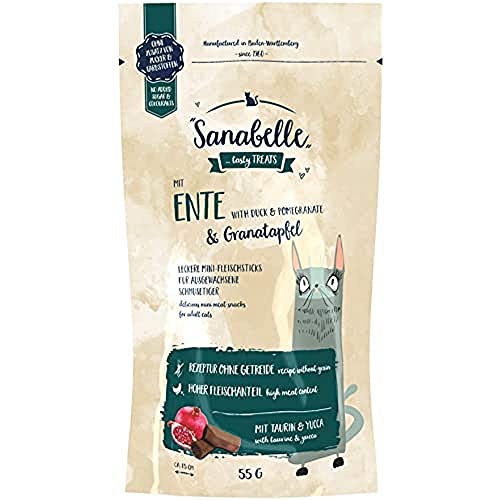 Sanabelle Snack Ente und Granatapfel | Leckere Mini-Fleischsticks für ausgewachsene Katzen | 20 x 55 g von Sanabelle