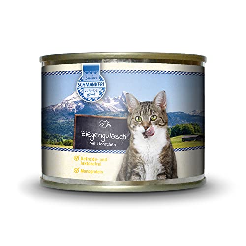 Sandras Schmankerl Nassfutter für Katzen Ziegengulasch 6 x 200g. | getreidefrei | Monoprotein von Sandra's SCHMANKERL natürlich g'sund