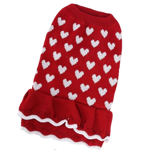 Sanerfa Valentinstags-Haustier-Pulloverkleid für kleine Hunde und Katzen, Herzmuster, Strickkleid, Rollkragen Sanerfa Valentinstags-Haustier-Pulloverkleid für kleine Hunde und Katzen, Herzmuster, Strickkleid, Rollkragen von Sanerfa