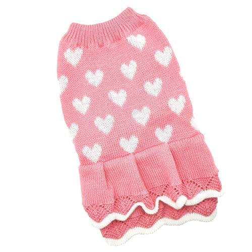 Sanerfa Valentinstags-Haustier-Pulloverkleid für kleine Hunde und Katzen, Herzmuster, Strickkleid, Rollkragen Sanerfa Valentinstags-Haustier-Pulloverkleid für kleine Hunde und Katzen, Herzmuster, Strickkleid, Rollkragen von Sanerfa
