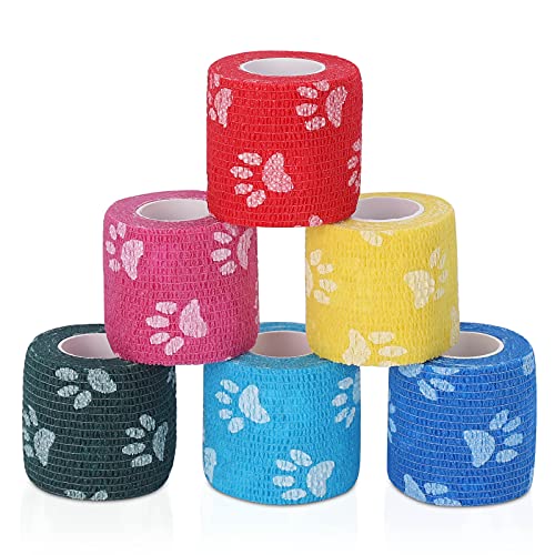 Vet Wrap Self-adhesive Bandage Wrap Elastic Cohesive Bandage Multi-Function Wrap Tape for Dogs Cats Horses Birds Animals Strong Sports Tape for Wrist Healing Ankle Sprain & Swelling 6 Rolls von Sanfire
