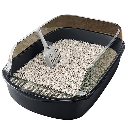Sanfiyya Katzenstreuentabletts, 12l PP Vertiefe Katzenratschachtel mit Kugel, Doppelschichtfleckresistent Toilette für den Besitzer des Vorrates Besitzer Geschenk von Sanfiyya