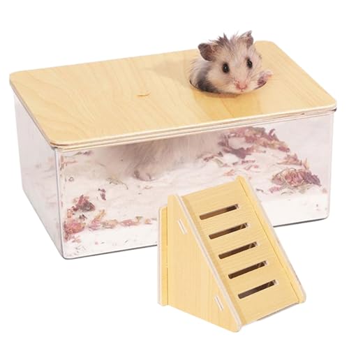 Pet Hamster Badezimmer, 2pcs/Set Hamster Sandbadbehälter mit Leiter, transparentes Acryl -Hamsterbadbox, Duschbad und Hamster Leiter für Lemming -Rennmäuse von Sanfiyya