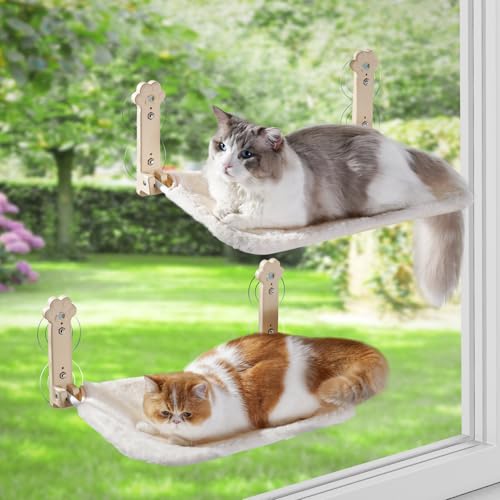 Sangoodier 2 Stück Katzen-Fenstersitzstange, faltbare Katzenfensterhängematte kabellos mit abnehmbarem weichem Bezug für Indoor-Katzen, Ruhefensterbett für Katze im Inneren, mit 4 Saugnäpfen (Gelb, 2 Sangoodier 2 Stück Katzen-Fenstersitzstange, faltbare Katzenfensterhängematte kabellos mit abnehmbarem weichem Bezug für Indoor-Katzen, Ruhefensterbett für Katze im Inneren, mit 4 Saugnäpfen (Gelb, 2 von Sangoodier