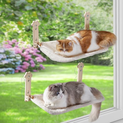 Sangoodier 2 Stück Katzen-Fensterstange, faltbare Katzenhängematte mit 8 robusten Saugnäpfen, abnehmbarer, waschbarer Bezug, schnurloses Fensterbett für Indoor-Katzen, L Sangoodier 2 Stück Katzen-Fensterstange, faltbare Katzenhängematte mit 8 robusten Saugnäpfen, abnehmbarer, waschbarer Bezug, schnurloses Fensterbett für Indoor-Katzen, L von Sangoodier