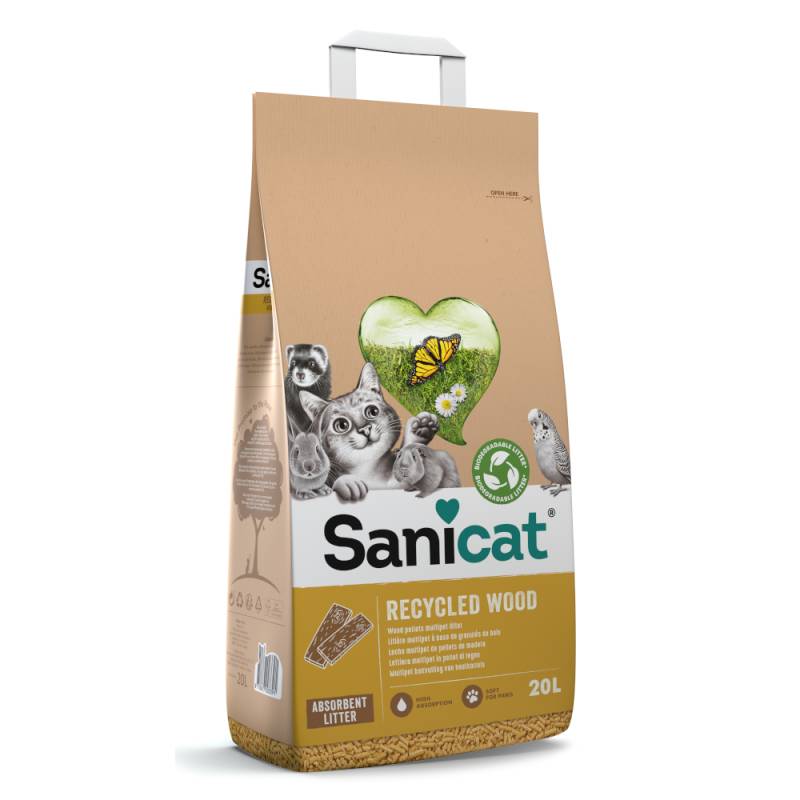 2 x Sanicat Katzenstreu zum Sonderpreis! - 2 x 20 l Recycled Wood von Sanicat