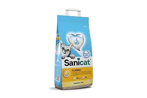 Sanicat – Classic-Katzenstreu ohne Duftstoffe | Schnelle Absorption | Hochwertiges Produkt für die Hygiene Ihres Haustieres | Staubfrei | Packungsgröße 10 l von Sanicat