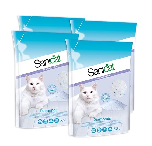 Sanicat - Saugfähige Katzentoilette mit Kieselgelperlen - parfümfrei | feines, Flauschiges Granulat mit hoher Saugfähigkeit und Geruchskontrolle | Füllmenge 4 x 3,8 L Sanicat - Saugfähige Katzentoilette mit Kieselgelperlen - parfümfrei | feines, Flauschiges Granulat mit hoher Saugfähigkeit und Geruchskontrolle | Füllmenge 4 x 3,8 L von Sanicat