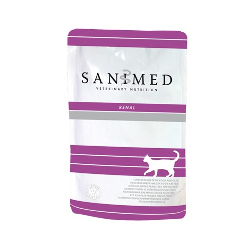 SANIMED Renal, Liver and Stones Katzenfutter - Frischebeutel - 12 x 100 g von Sanimed