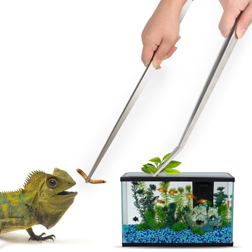 Reptilien-Futterzange, Edelstahl, langer Griff, Terrarium-Pinzette, Aquascaping-Werkzeug, Aquarium-Pinzette zum Füttern von Reptilien, 38 cm, 2 Stück von Sankoly