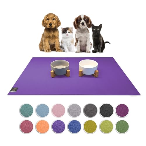 SanoZoo® - Napfunterlage, Öko-TEX - Made in Germany - rutschfeste Futtermatte für Hunde & Katzen, 60 x 60 cm Lila von SanoZoo