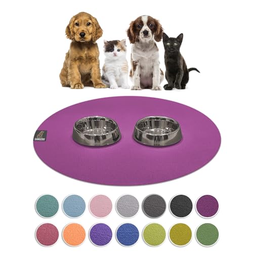SanoZoo® - Napfunterlage, Öko-TEX - Made in Germany - rutschfeste Futtermatte für Hunde & Katzen, Rund 60 cm Pflaume von SanoZoo