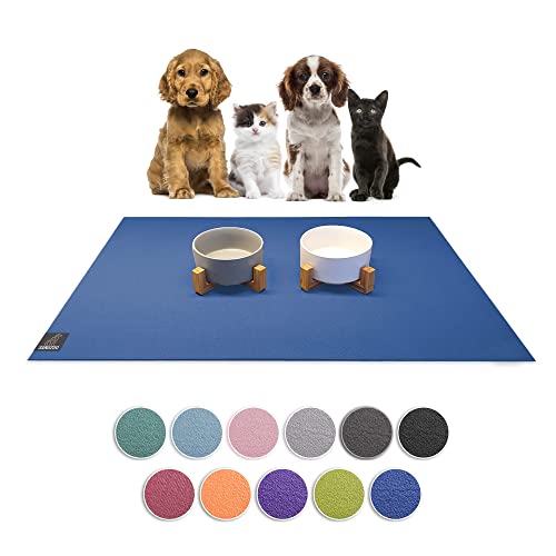 SanoZoo® Napfunterlage - Öko-TEX - Made in Germany - rutschfeste Futtermatte für Hunde & Katzen 30x40cm Blau, wasserfest von SanoZoo