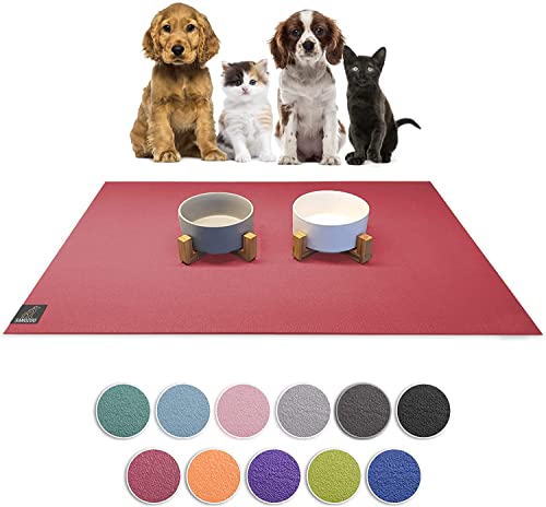 SanoZoo® Napfunterlage - Öko-TEX - Made in Germany - rutschfeste Futtermatte für Hunde & Katzen 30x40cm Rot, wasserfest von SanoZoo