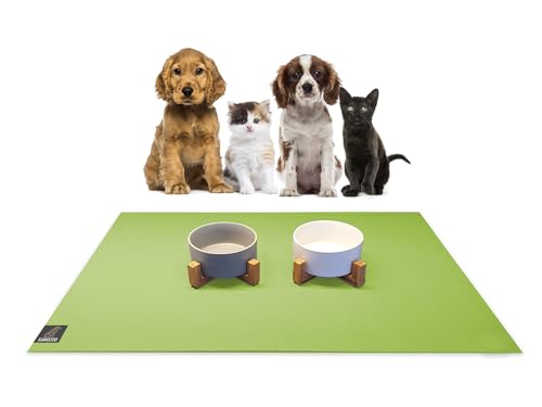 SanoZoo® Napfunterlage - Öko-TEX - Made in Germany - rutschfeste Futtermatte für Hunde & Katzen 60x90cm Grün, wasserfest von SanoZoo