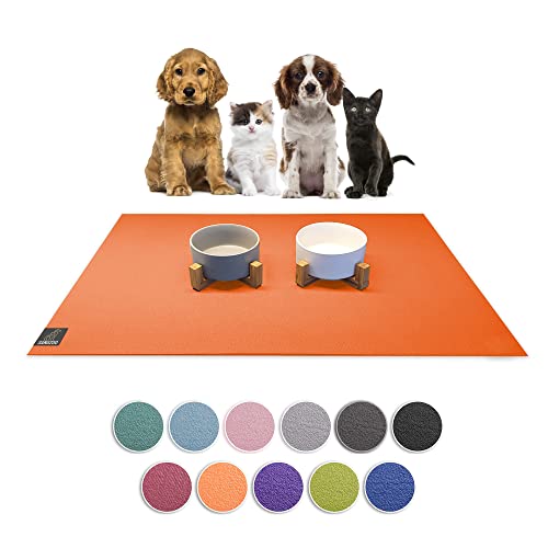 SanoZoo® Napfunterlage - Öko-TEX - Made in Germany - rutschfeste Futtermatte für Hunde & Katzen 70x120cm Orange von SanoZoo