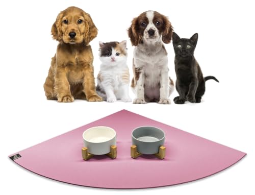 SanoZoo® Napfunterlage - Öko-TEX - Made in Germany - rutschfeste Futtermatte für Hunde & Katzen Eckrund 60x60cm Rosa von SanoZoo