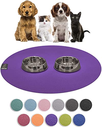 SanoZoo® Napfunterlage - Öko-TEX - Made in Germany - rutschfeste Futtermatte für Hunde & Katzen Rund 60cm Lila, wasserfest von SanoZoo