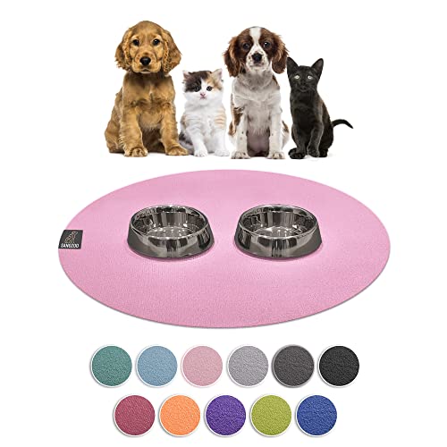 SanoZoo® Napfunterlage - Öko-TEX - Made in Germany - rutschfeste Futtermatte für Hunde & Katzen Rund 60cm Rosa, wasserfest von SanoZoo