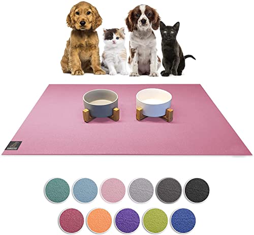 SanoZoo® Napfunterlage - Öko-TEX - Made in Germany - rutschfeste Futtermatte für Hunde & Katzen Set 2X 30x40cm Rosa, wasserfest von SanoZoo