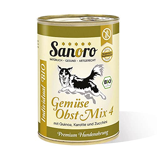 Sanoro Gemüse/Obst Mix 4 - Premium-Hundefutter in Bio-Qualität - Mix aus Bio-Quinoa, Bio-Karotte, Bio-Zucchini und Bio-Apfel, salzfrei - vegetarischer Barf-Zusatz (1 x 400 g). von Sanoro