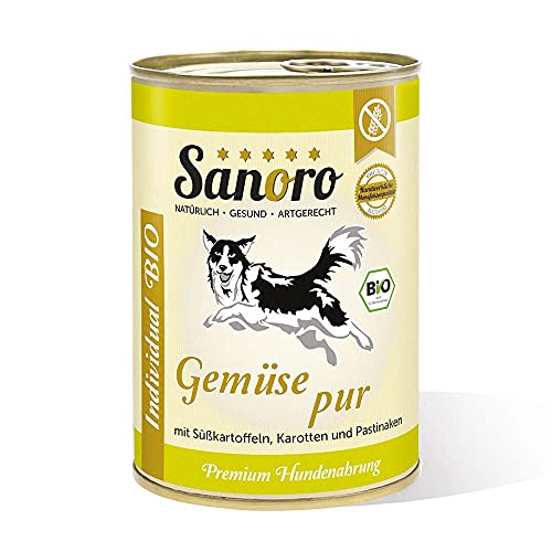 Sanoro Gemüse/Obst Mix pur - Premium-Hundefutter in Bio-Qualität - Mix aus Bio-Süßkartoffel, Bio-Karotte und Bio-Pastinake, salzfrei - vegetarischer Barf-Zusatz (1 x 400 g). von Sanoro