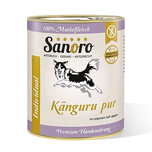 Sanoro Känguru pur, 100% Muskelfleisch vom Känguru, salzfrei - Premium-Hundefutter - singleprotein, hypoallergen - für Ausschlußdiäten geeignet (1 x 800g) von Sanoro