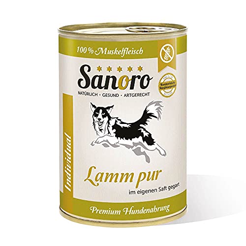 Sanoro Lamm pur 100% Muskelfleischanteil, salzfrei - Premium-Hundefutter - Fleisch pur - singleprotein (1 x 400 g). von Sanoro