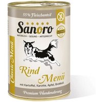 Sanoro Menü Classic vom Rind mit 55% Fleischanteil mit Bio-Kartoffel und Bio-Karotte 12x400g von Sanoro