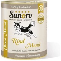 Sanoro Menü Classic vom Rind mit 55% Fleischanteil mit Bio-Kartoffel und Bio-Karotte 6x800g von Sanoro