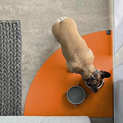 SanoZoo® Napfunterlage - Öko-TEX - Made in Germany - rutschfeste Futtermatte für Hunde & Katzen Eckrund 60x60cm Orange, wasserfest von SanoZoo