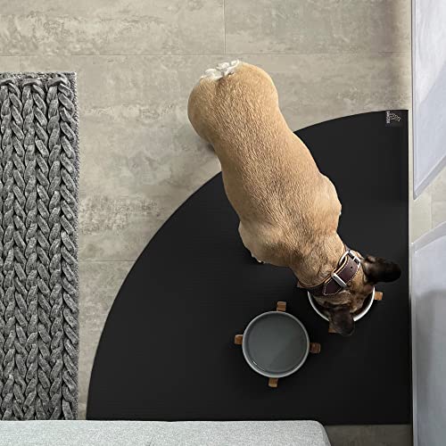 SanoZoo® Napfunterlage - Öko-TEX - Made in Germany - rutschfeste Futtermatte für Hunde & Katzen Eckrund 60x60cm Schwarz, wasserfest von SanoZoo