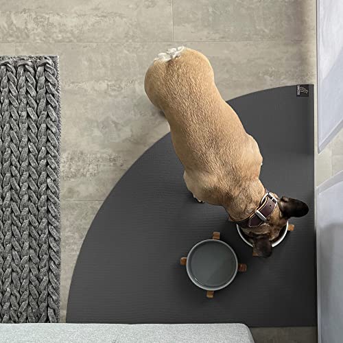 SanoZoo® Napfunterlage - Öko-TEX - Made in Germany - rutschfeste Futtermatte für Hunde & Katzen Eckrund 80x80cm Grau, wasserfest von SanoZoo