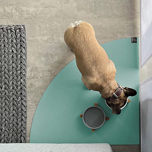 SanoZoo® Napfunterlage - Öko-TEX - Made in Germany - rutschfeste Futtermatte für Hunde & Katzen Eckrund 80x80cm Petrol, wasserfest von SanoZoo