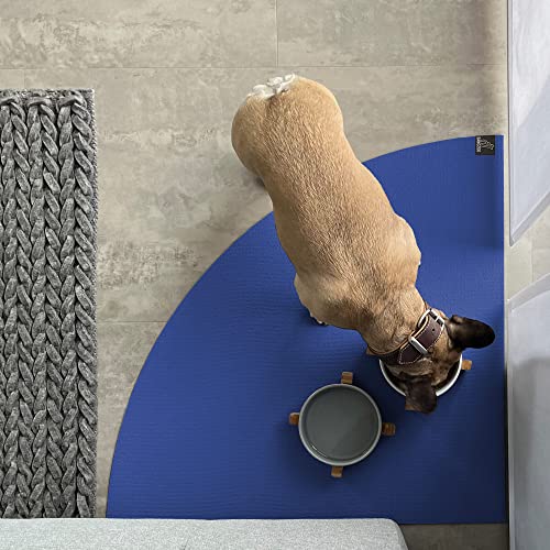 SanoZoo® Napfunterlage - Öko-TEX - Made in Germany - rutschfeste Futtermatte für Hunde & Katzen Eckrund Set 2X 60cm Blau, wasserfest von SanoZoo