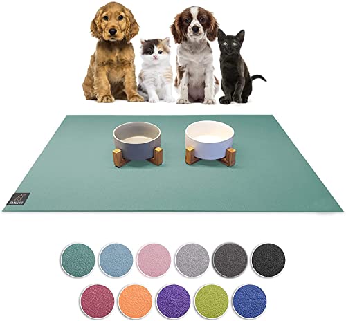 SanoZoo® Napfunterlage - Öko-TEX - Made in Germany - rutschfeste Futtermatte für Hund & Katze 60 x 60 cm Petrol, wasserfest von SanoZoo