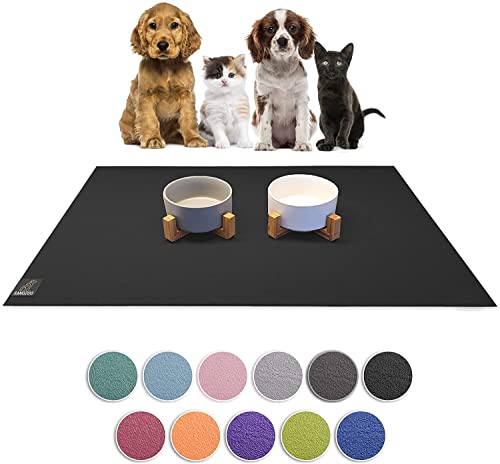 SanoZoo® Napfunterlage - Öko-TEX - Made in Germany - rutschfeste Futtermatte für Hund & Katze 60 x 60 cm Schwarz, wasserfest von SanoZoo