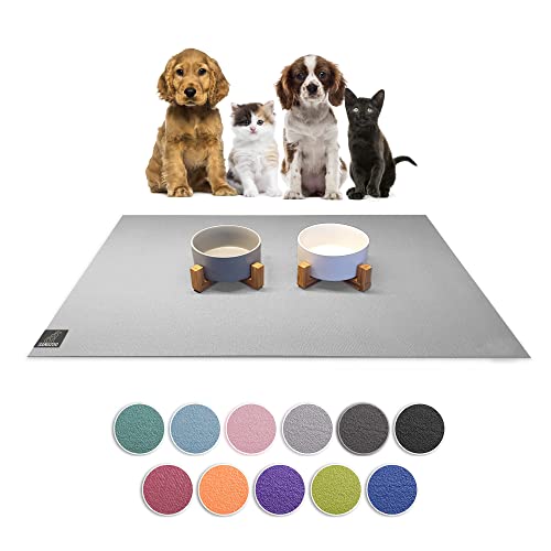 SanoZoo® Napfunterlage - Öko-TEX - Made in Germany - rutschfeste Futtermatte für Hunde & Katzen 80x140cm Hellgrau, wasserfest von SanoZoo