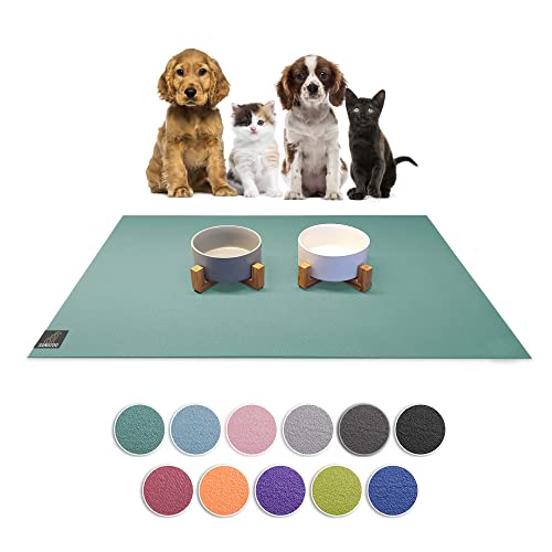 SanoZoo® Napfunterlage - Öko-TEX - Made in Germany - rutschfeste Futtermatte für Hunde & Katzen 40x60cm Petrol, wasserfest von SanoZoo