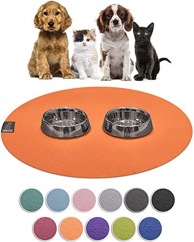 SanoZoo® Napfunterlage - Öko-TEX - Made in Germany - rutschfeste Futtermatte für Hunde & Katzen Rund 120cm Orange, wasserfest von SanoZoo