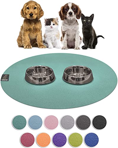 SanoZoo® Napfunterlage - Öko-TEX - Made in Germany - rutschfeste Futtermatte für Hunde & Katzen Rund 120cm Petrol, wasserfest von SanoZoo